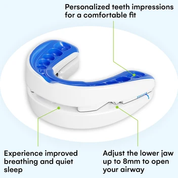 VitalSleep precision features: Personalized teeth impressions, improved breathing, up to 8mm adjustment