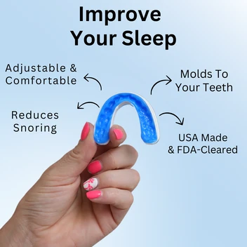 Hand holding lightweight, flexible VitalSleep anti-snoring mouthpiece