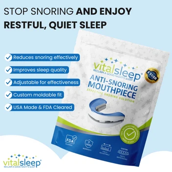 VitalSleep packaging with 1-year warranty and satisfaction guarantee badges